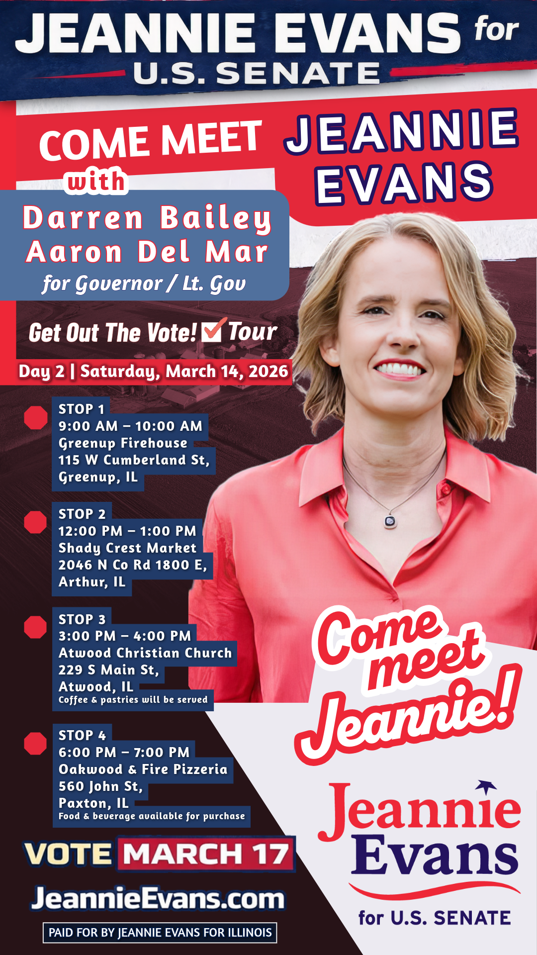 Jeannie Evans bus tour day 2 graphic
